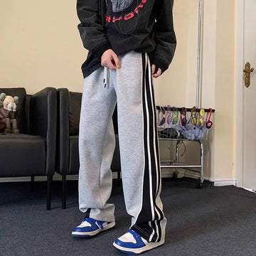 Aidase Male Trousers Baggy Autumn Winter Wide Punk Loose Men's Casual Pants Straight Striped Low Price Stylish High Quality Vintage Y2k aidase-shop